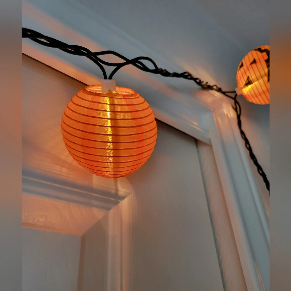 Halloween and Fall Pumpkin Lantern Orange Lantern Garland String Lights 10 count